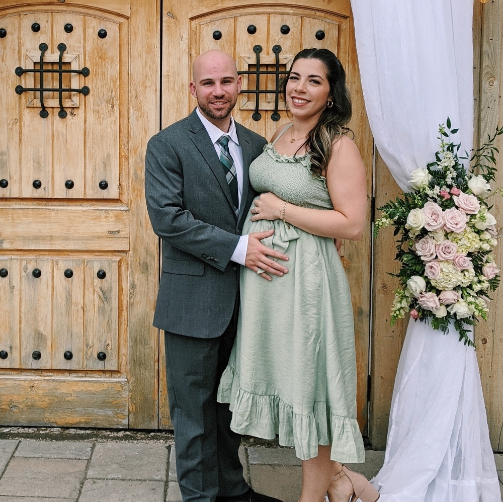 Blue Ivy bump friendly green midi dress